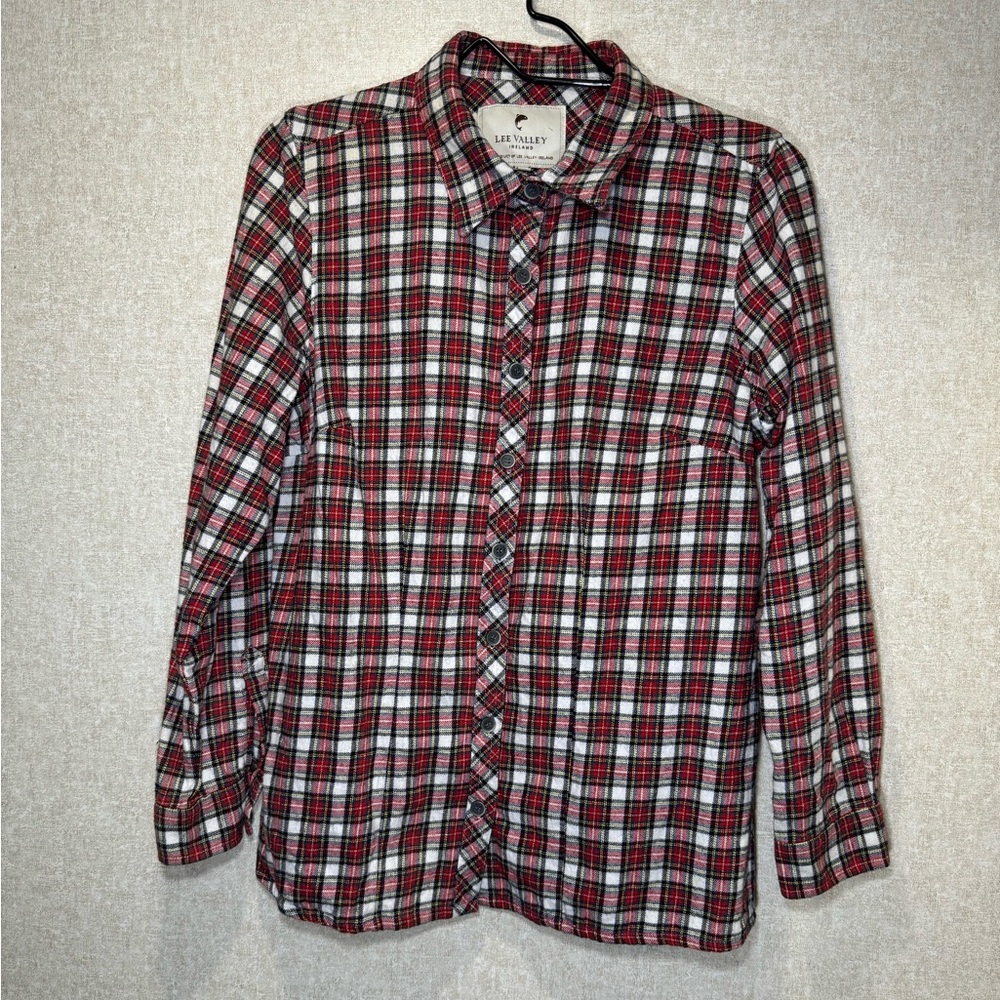 Lee Valley Tartan Plaid Flannel Button Down Shirt Cozy Cabincore Size L